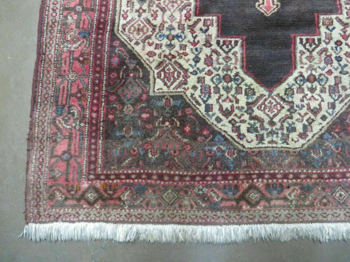 4' X 5' Antique Handmade India Floral Oriental Wool Rug Brown Vegetable Dyes - Jewel Rugs, view 9