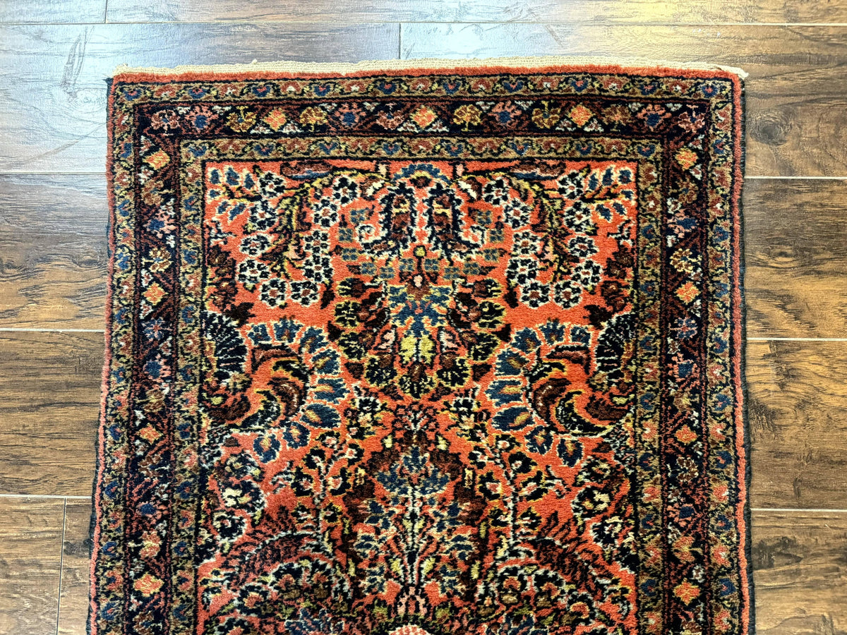 Antique Persian Lilihan Rug 2x4, Red, Floral, Wool, Handmade Lilian Persian Carpet - Jewel Rugs, view 4