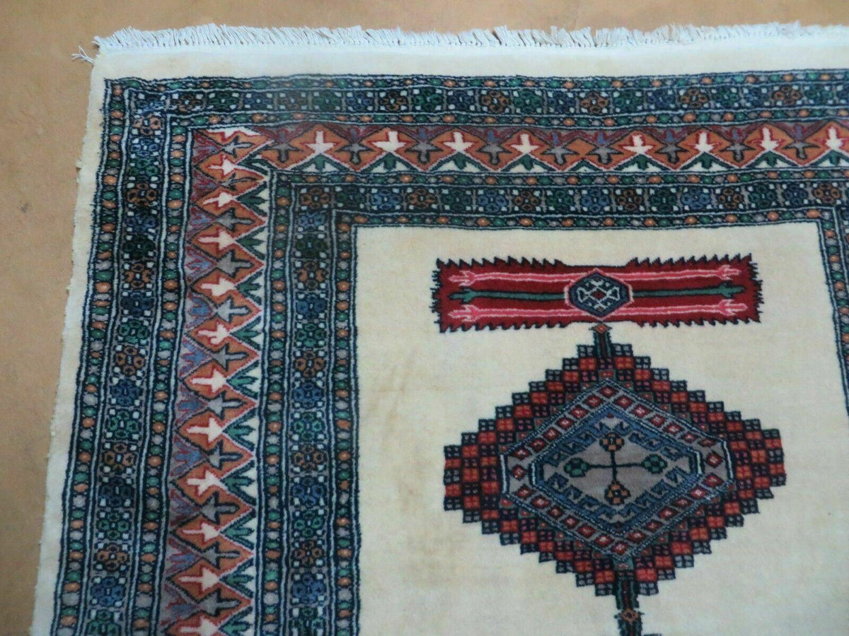 4' X 6' Vintage Handmade Bokhara Turkoman Pakistan Wool Rug Carpet Nice - Jewel Rugs, view 6