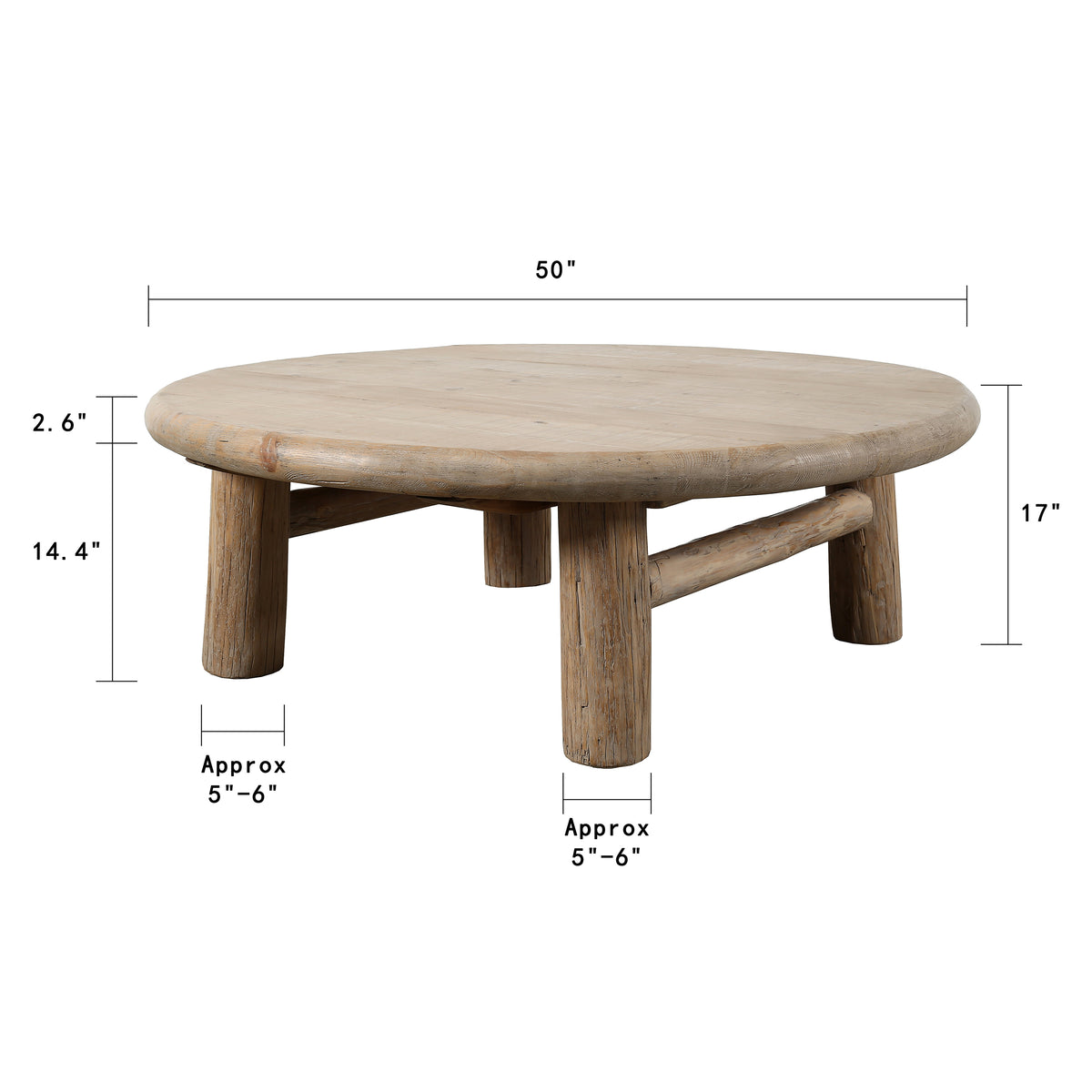 Elba Round Coffee Table Weathered Natural 50x50x17H