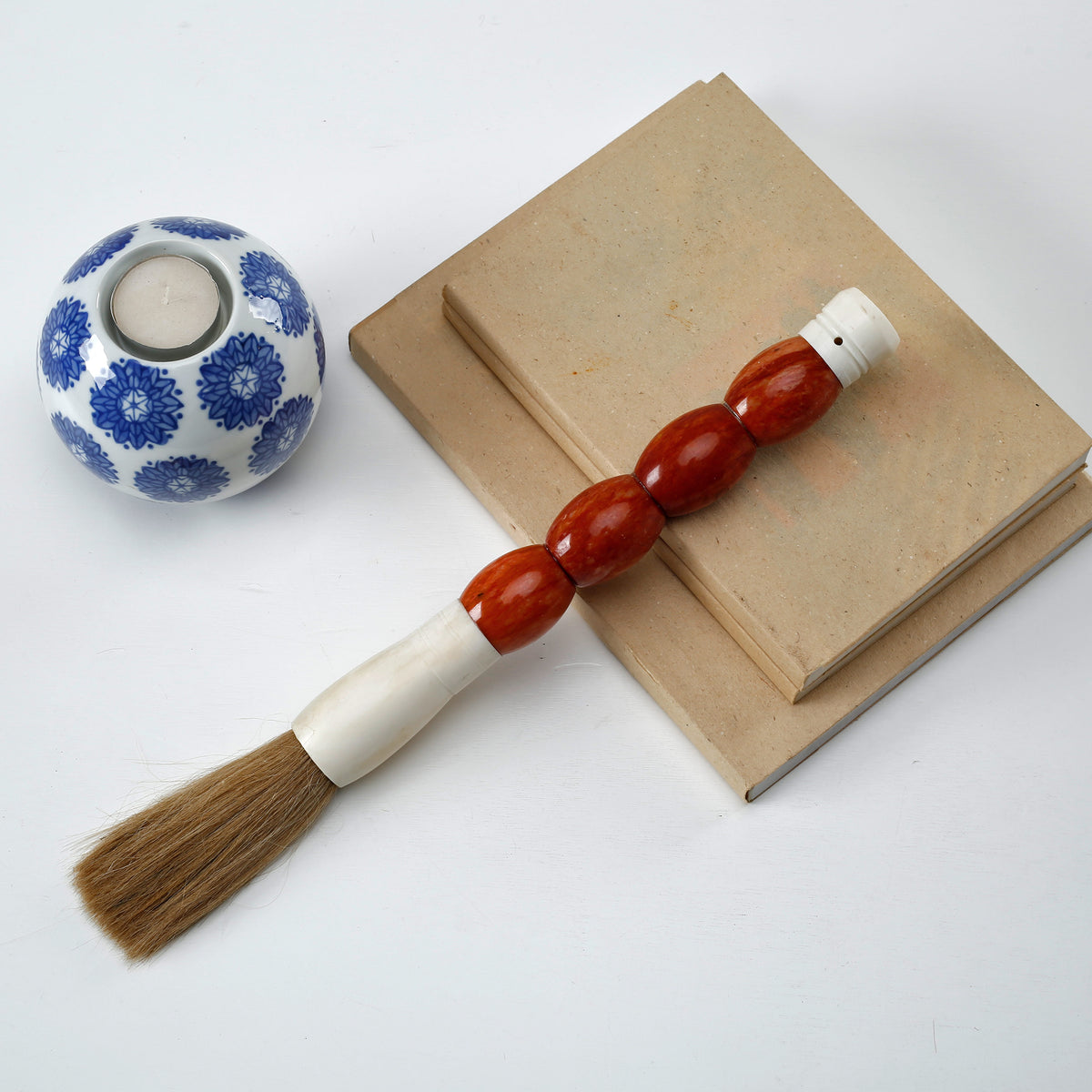 Approx.14" Burnt Orange Marble Calligraphy Brush