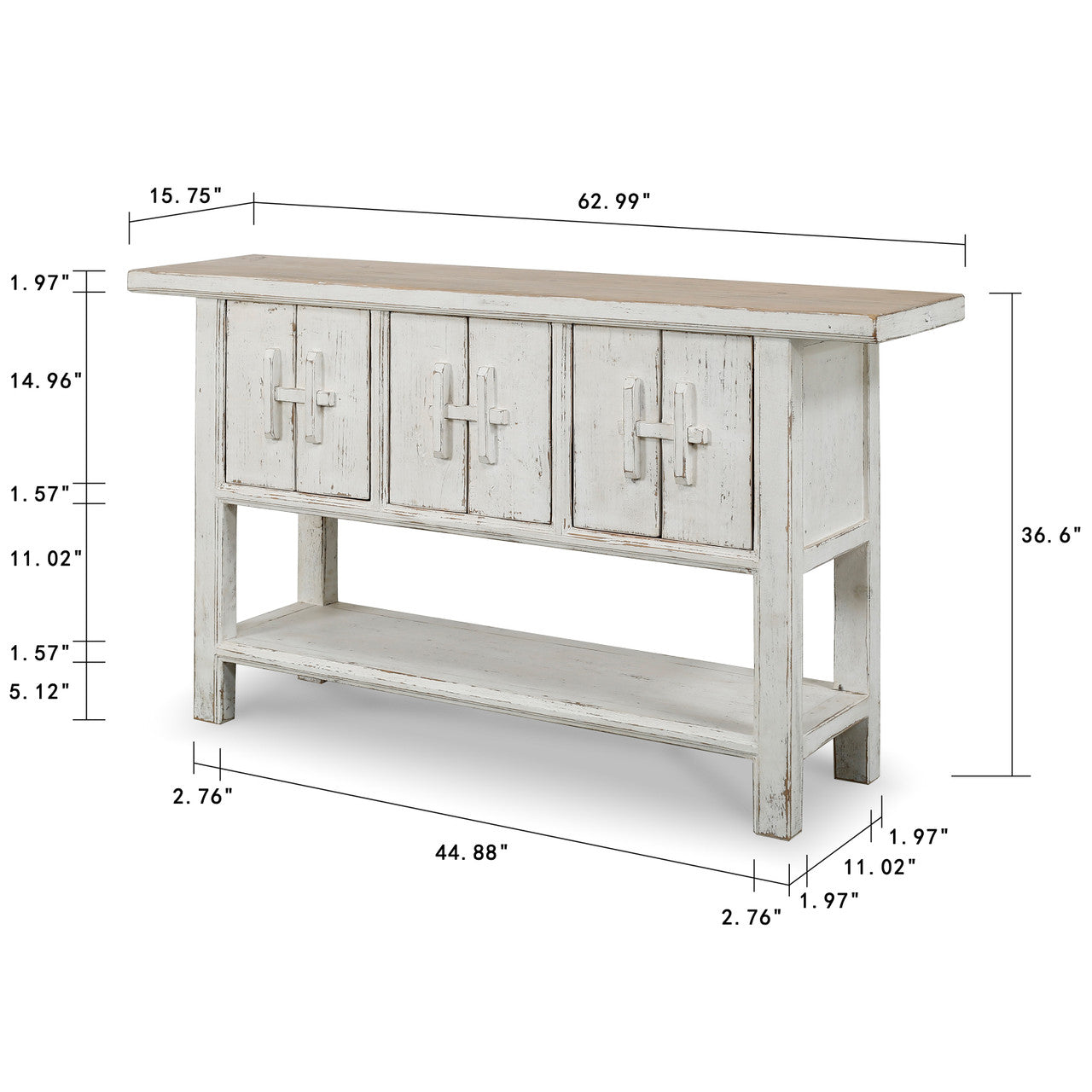 Amalfi Two Tones 3 Doors Console with Shelf Antique Black image