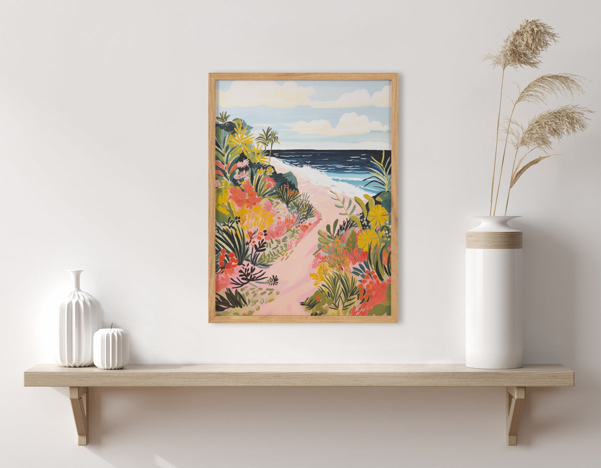 Gallery Tropical Bright Ocean Path Landscape Print by The Creative Bunch Studio