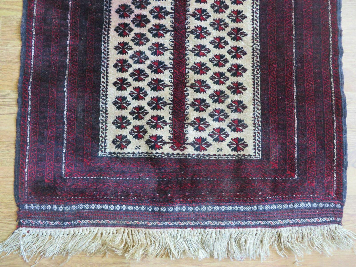 3' X 5' Handmade Fine Knotted Balouch Turkoman Prayer Silk Wool Rug - Jewel Rugs, view 5