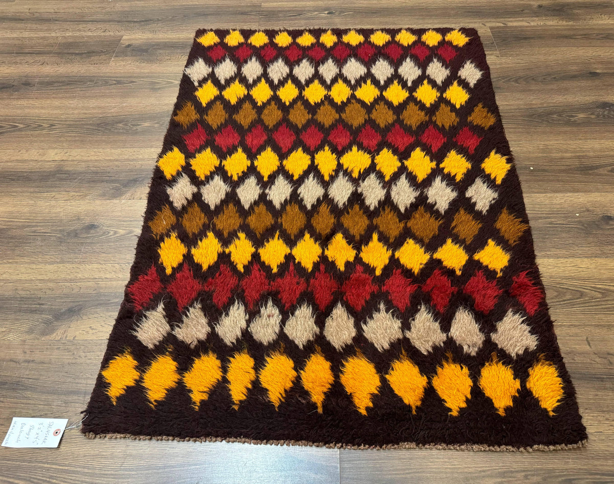 Shaggy Balouch Rug 3x4, Tribal Rug, Afghan Rug, Brown, Multicolor - Jewel Rugs, view 2