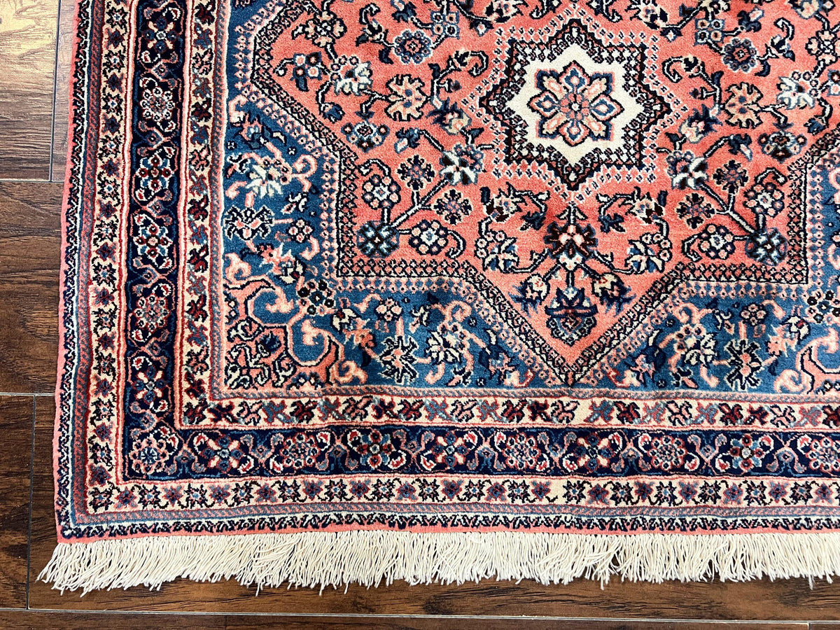 Persian Shiraz Rug 3x5, Geometric Tribal Rug, Wool Hand Knotted Vintage Carpet, Light Red & Blue, Signed by Masterweaver - Jewel Rugs, view 9