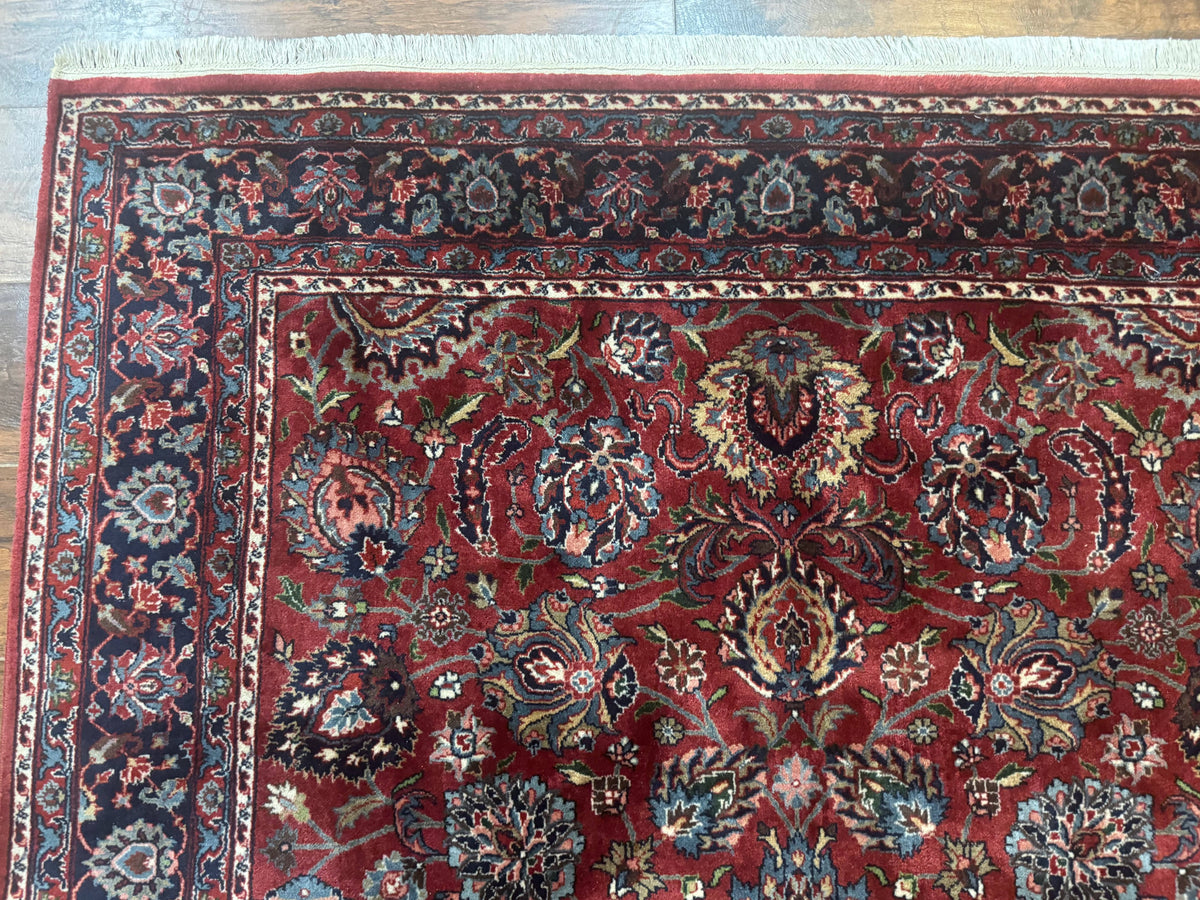 Indo Persian Rug 5x7, Vintage Traditional Floral Carpet, Burgundy and Navy Blue - Jewel Rugs, view 7