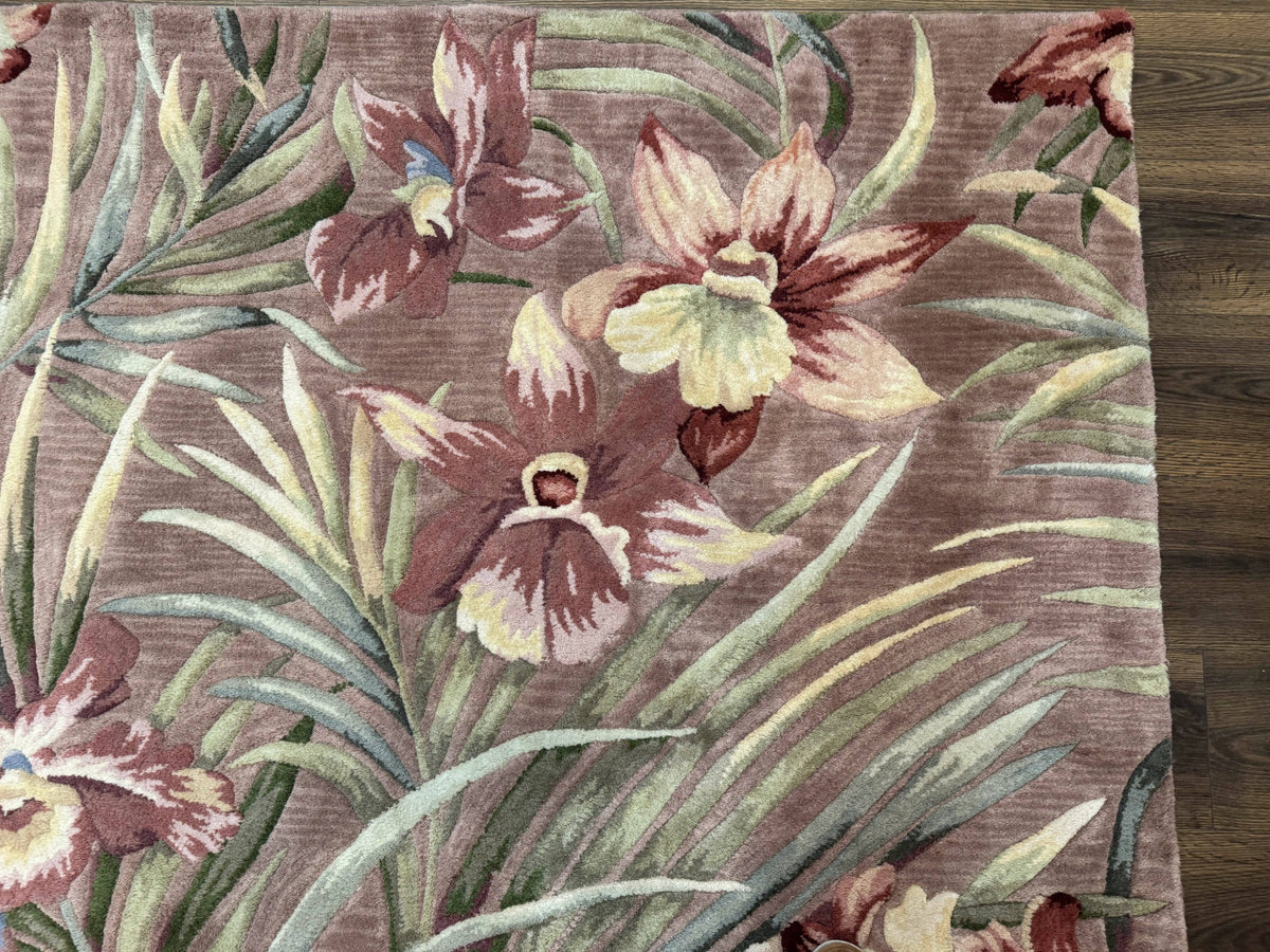Hand Tufted Floral Rug 5x8, Light Rose Wool Carpet - Jewel Rugs, view 8