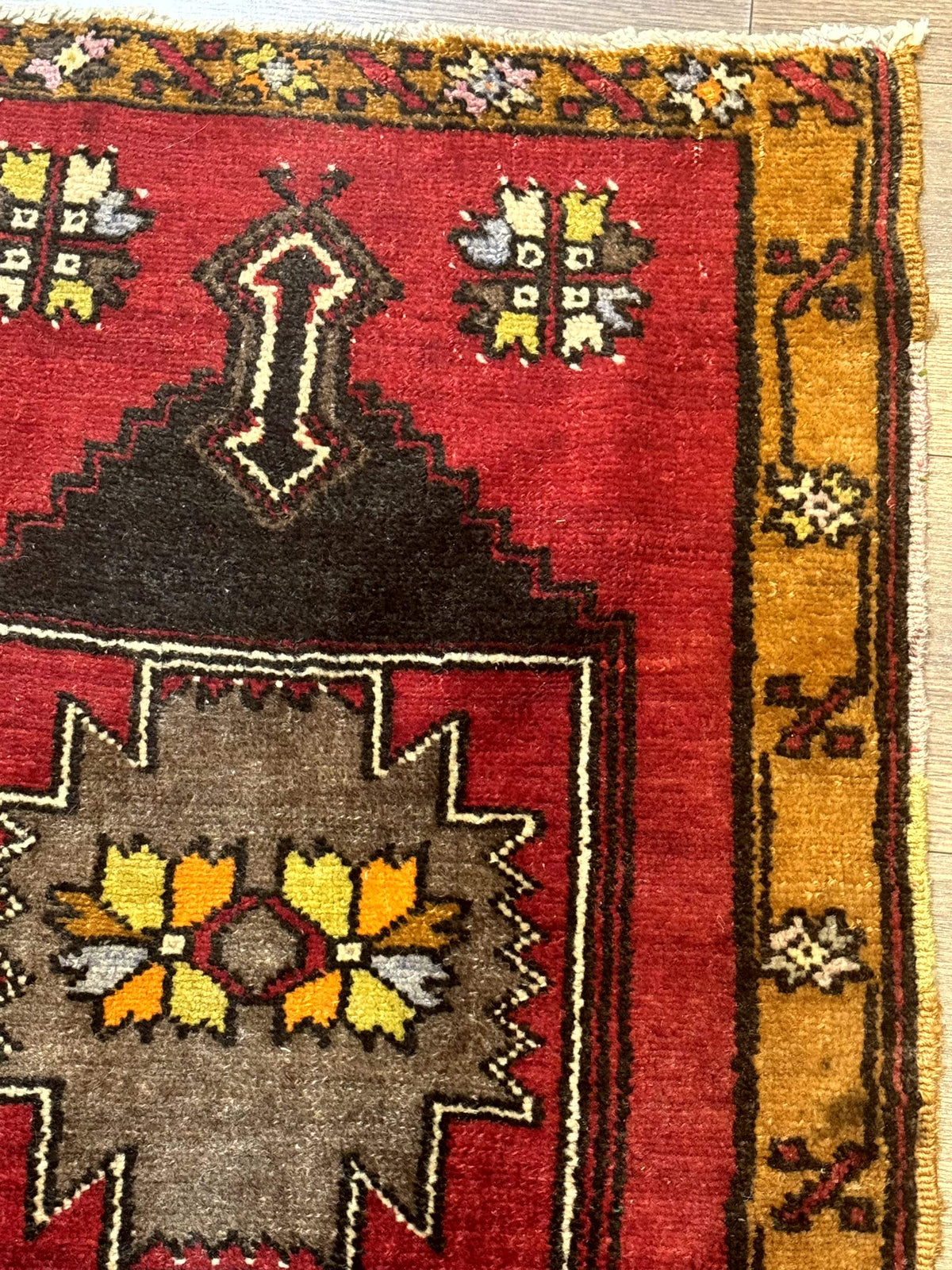 Turkish Yastik Rug 2x3, Geometric Medallion, Small Turkish Wool Rug, Red - Jewel Rugs, view 8