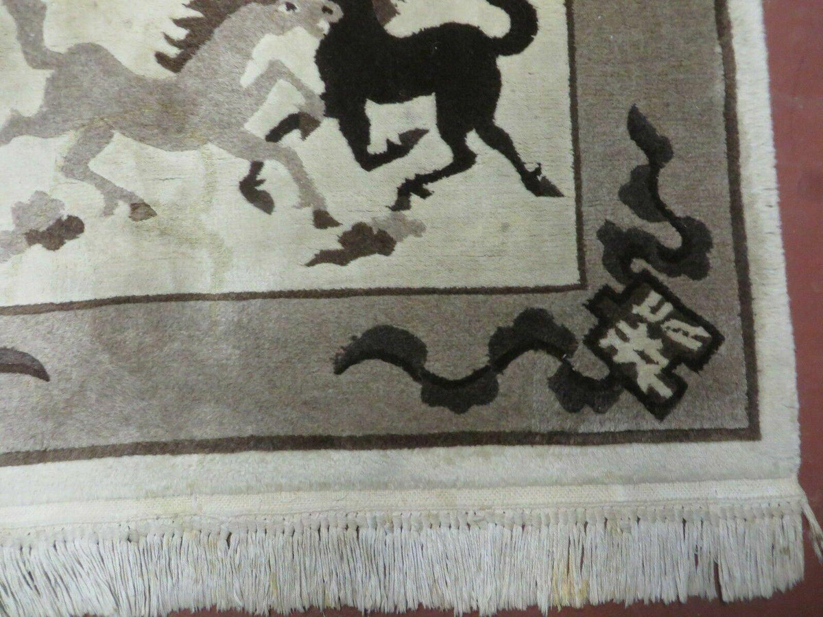 4' X 6' Modern Tibetan Nepal Art Deco Chinese Hand Knotted Wool Rug Horses Nice - Jewel Rugs, view 10