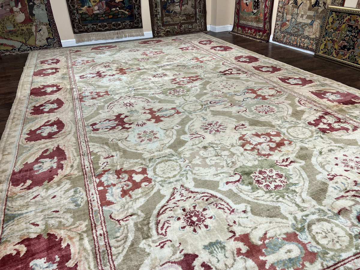 Large Egyptian Oushak Rug 12x21, Wool Handmade Vintage Carpet, Allover Pattern, Oversized 12 x 21 ft Traditional Rug - Jewel Rugs, view 13