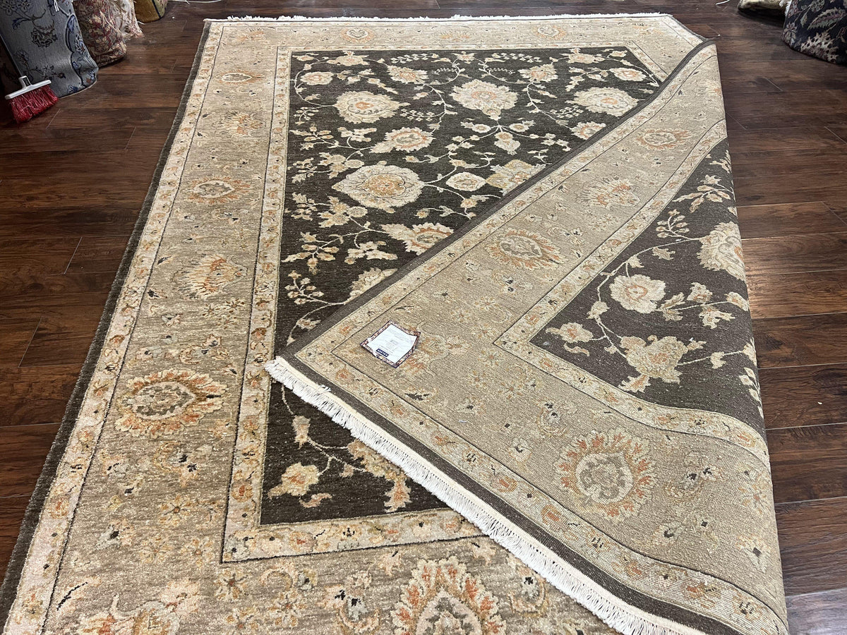 Indo Persian Rug 9x12, Sultanabad Indian Carpet, Dark Brown, Hand Knotted Vintage Wool Rug - Jewel Rugs, view 12