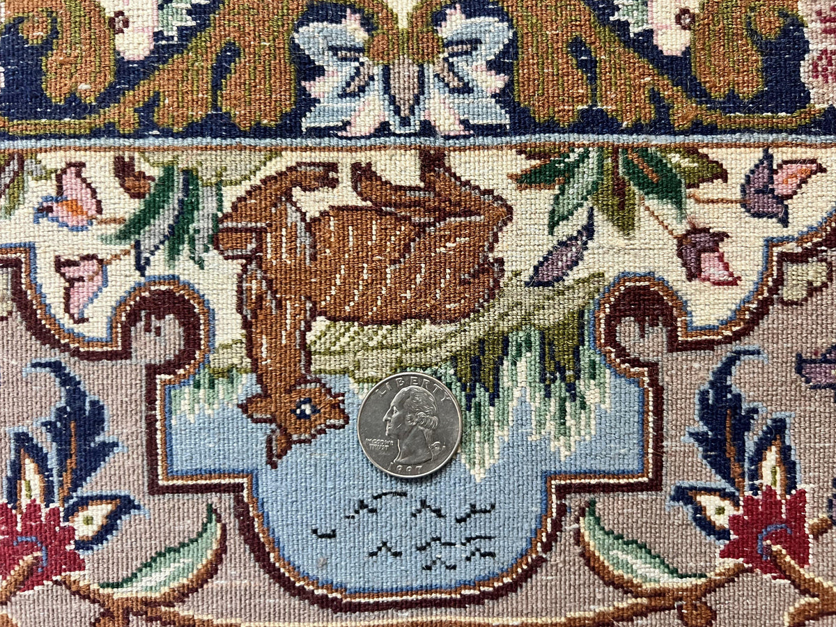 Marvelous Persian Isfahan Rug 3.7 x 5.6, Tree of Life and Animal Pictorials, Handmade Vintage Super Fine 600 KPSI, Kork Wool  Silk Highlights, Rare - Jewel Rugs, view 11