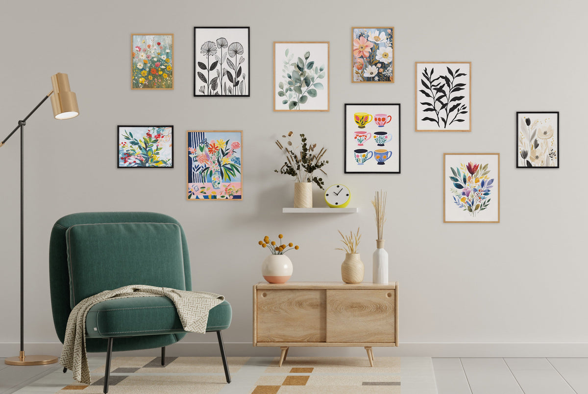Gallery Boho Flowers in Muted Neutrals Print by The Creative Bunch Studio