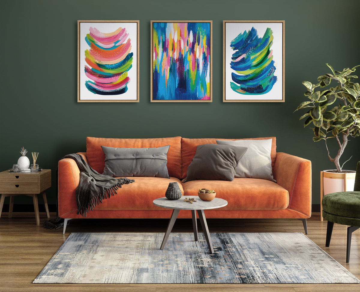 Sylvie EV Bright Brush Strokes 033 Framed Canvas by Ettavee