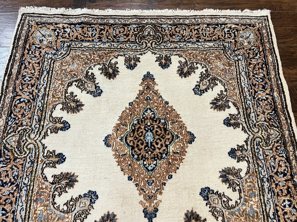 Square Persian Kirman Rug 4x4, Semi Open Field, Handmade - Jewel Rugs, view 2