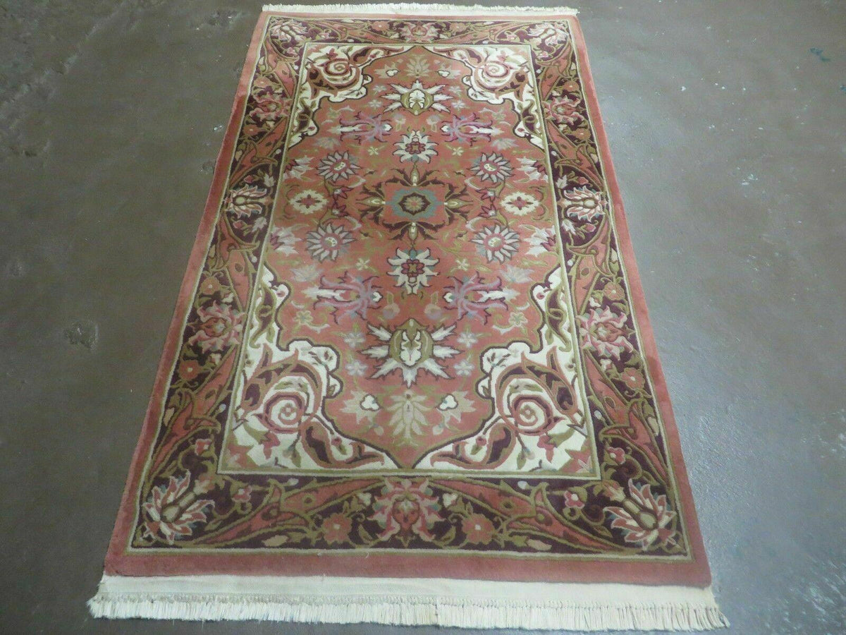 Chinese Wool Rug 3x5 Vintage Handmade Oriental Carpet Floral Medallion - Jewel Rugs, view 2