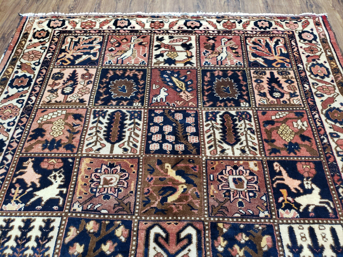 Antique Persian Bakhtiari Rug circa 1920s, Kheshti Panel Design, Wool, Hand-Knotted, 5'3" x 10' - Jewel Rugs, view 4