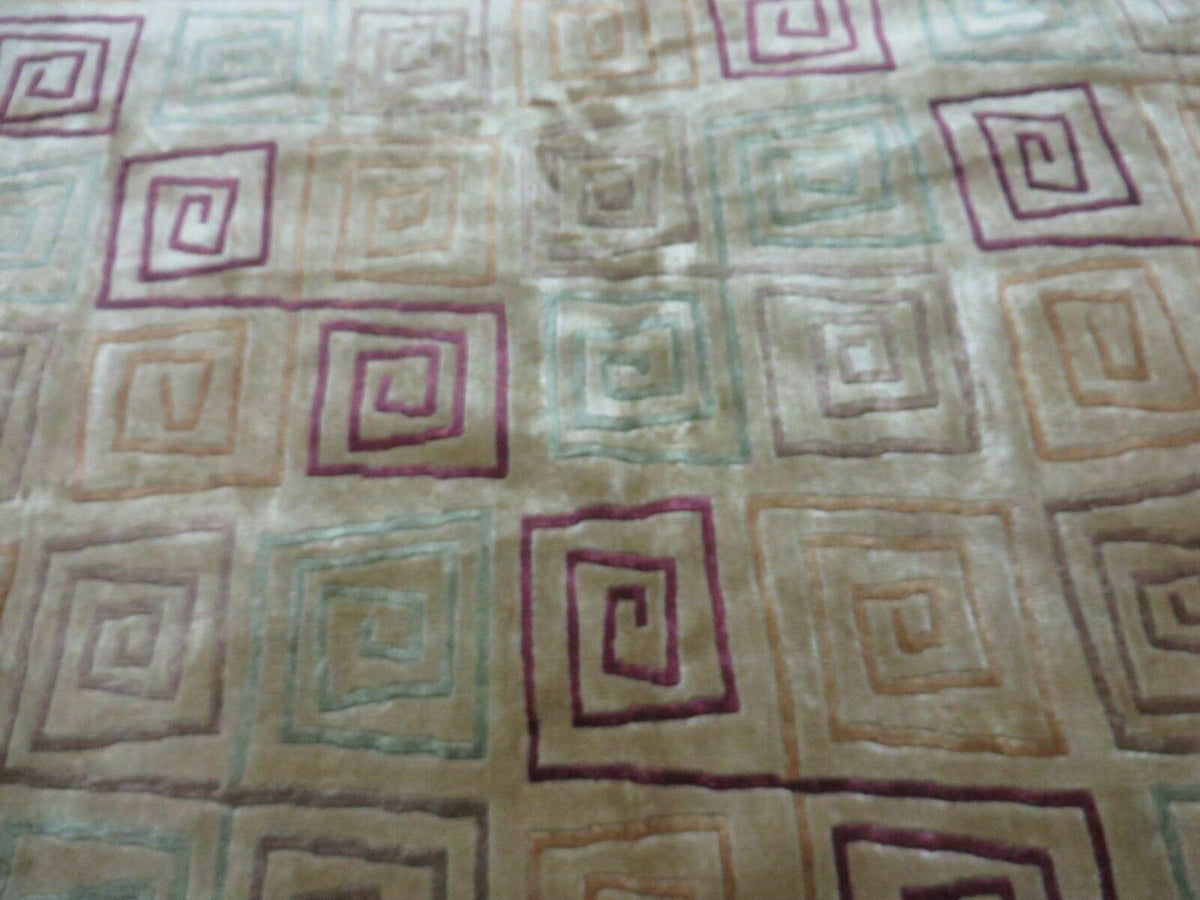 8' X 11' Modern Tibetan Nepal Art Deco Chinese Handmade Wool Silk Rug Abstract - Jewel Rugs, view 4