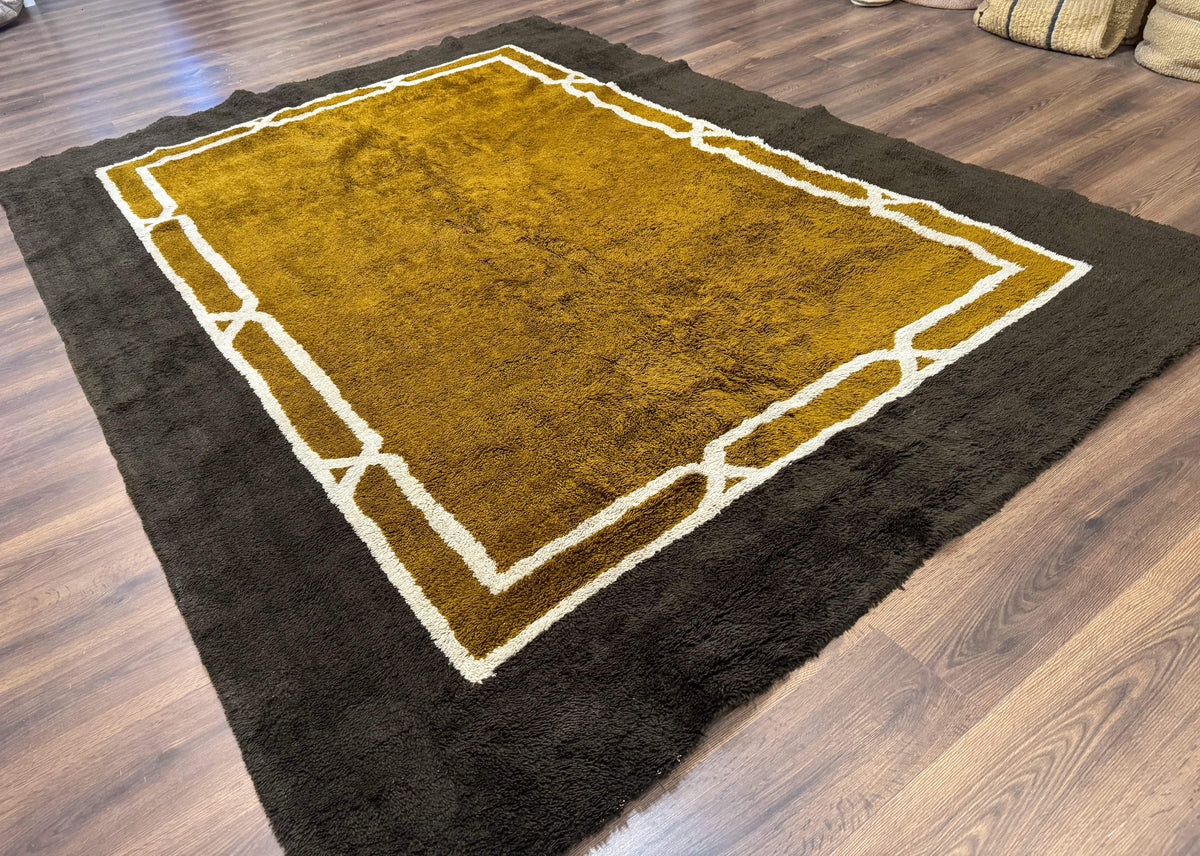 Mid Century Shag Rug 8x11, Large Vintage Shag Rug, Open Field, European Shag Rug - Jewel Rugs, view 13