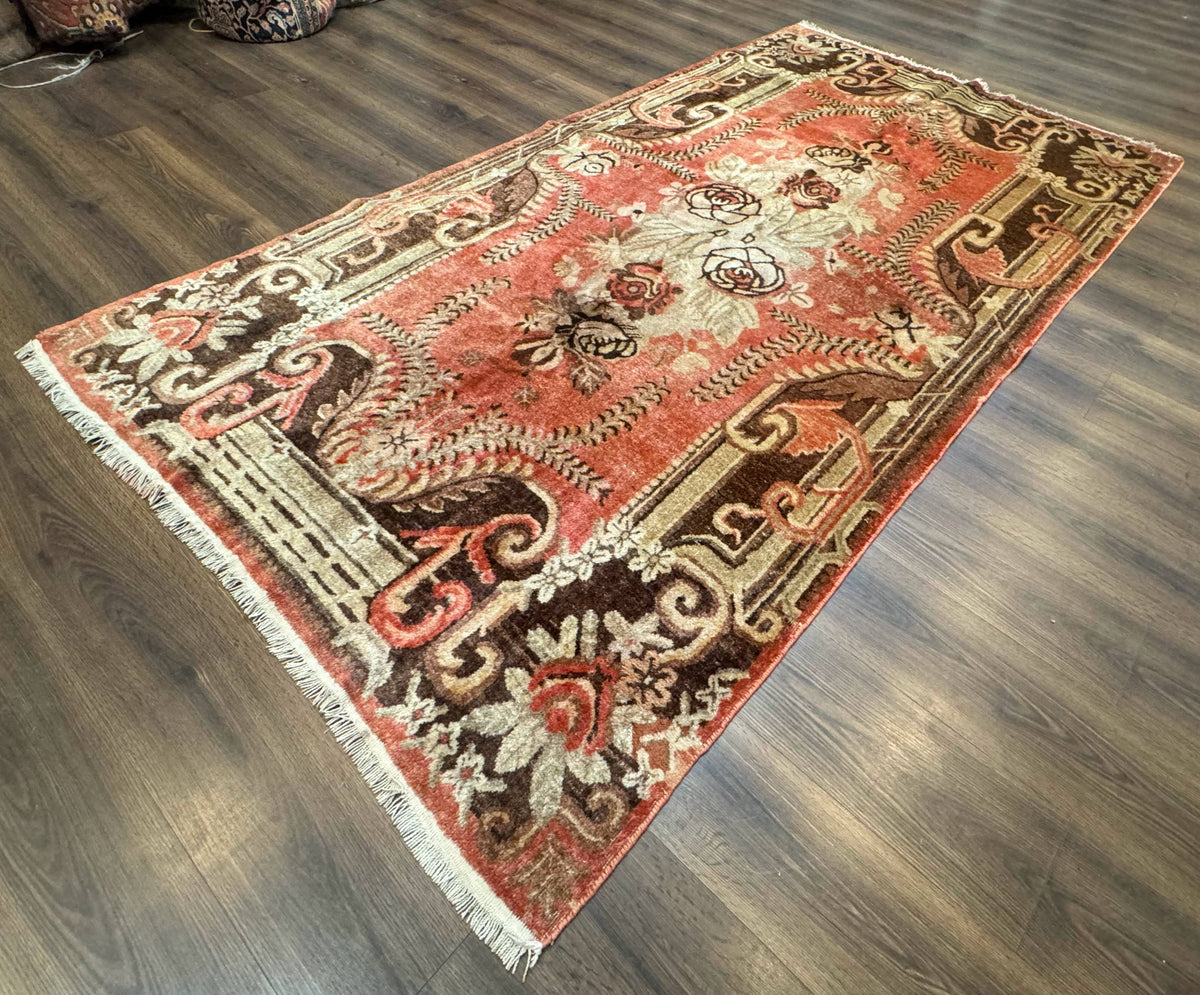 Khotan Rug 5x9, Terracotta and Brown, Floral, Chinese Wool Carpet, Antique Rug - Jewel Rugs, view 3