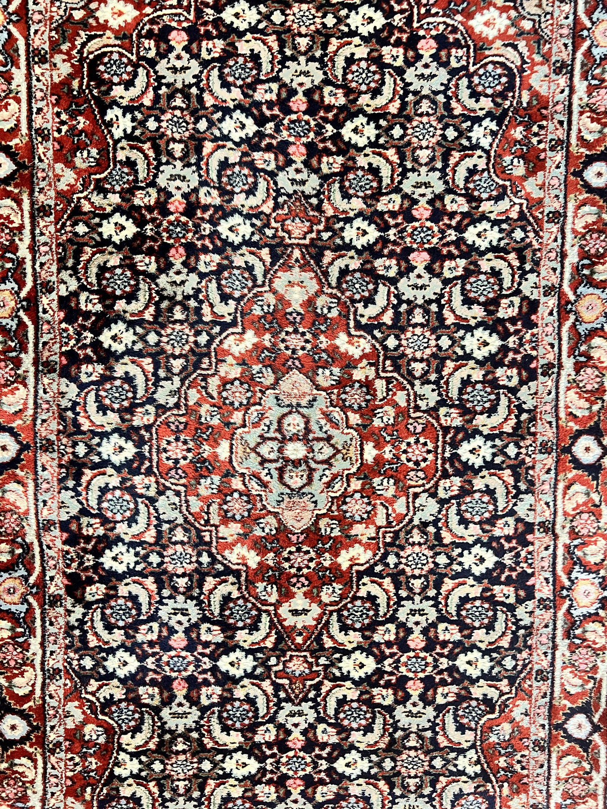 Indo Persian Rug 3x4, Herati Allover Pattern, Midnight Blue and Red, Small Vintage Handmade Wool Rug - Jewel Rugs, view 5