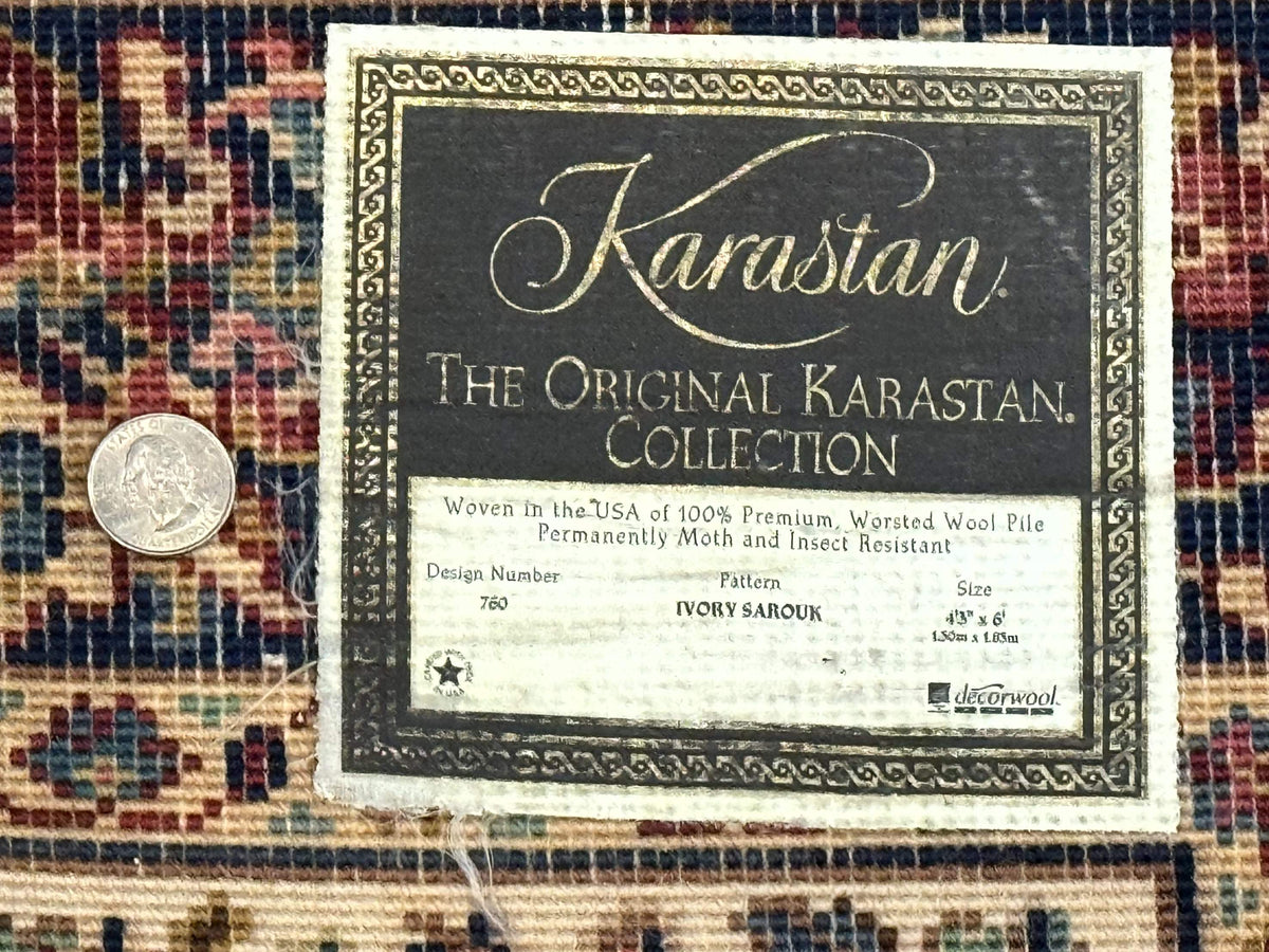 4x6 Karastan Rug Ivory Sarouk #760, Wool Vintage Original 700 Series - Jewel Rugs, view 11