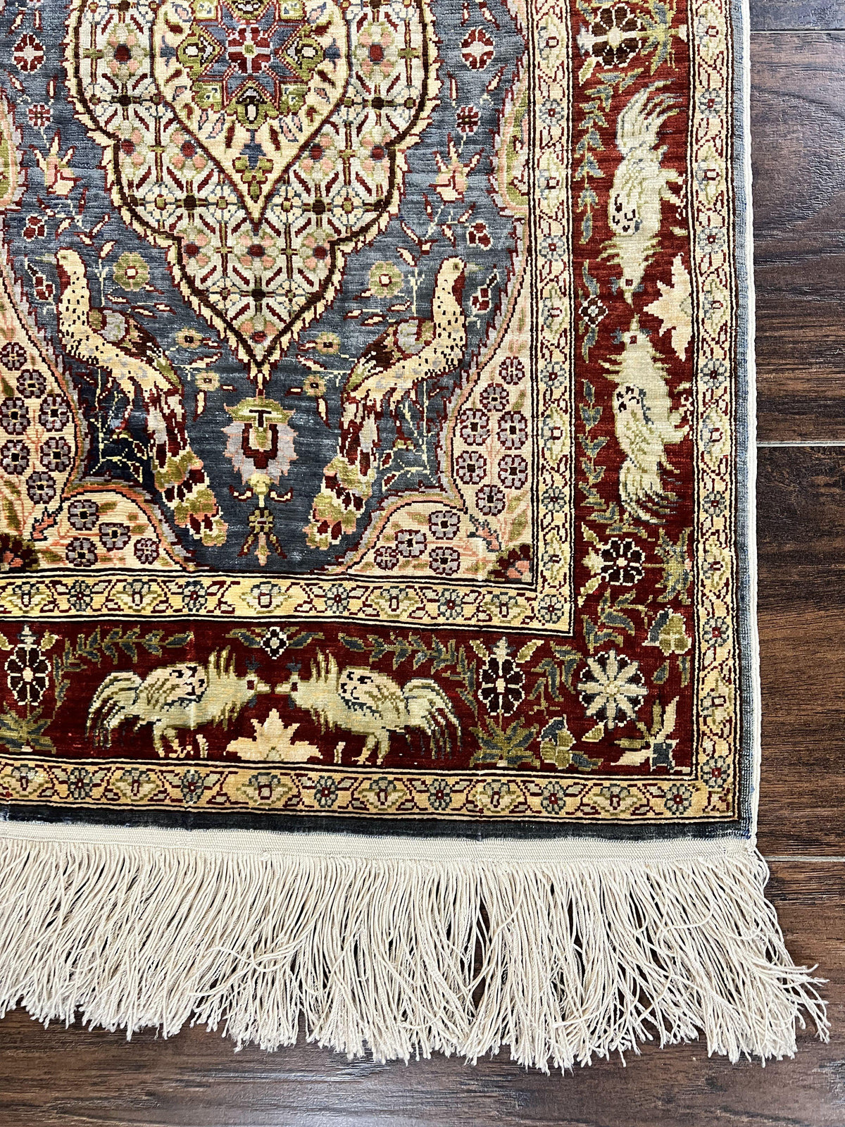 Silk Turkish Hereke Rug 2x3, Peacocks Birds, Signature from Master Weaver, Super Finely Hand Knotted 550 KPSI, Animal Pictorials - Jewel Rugs, view 10