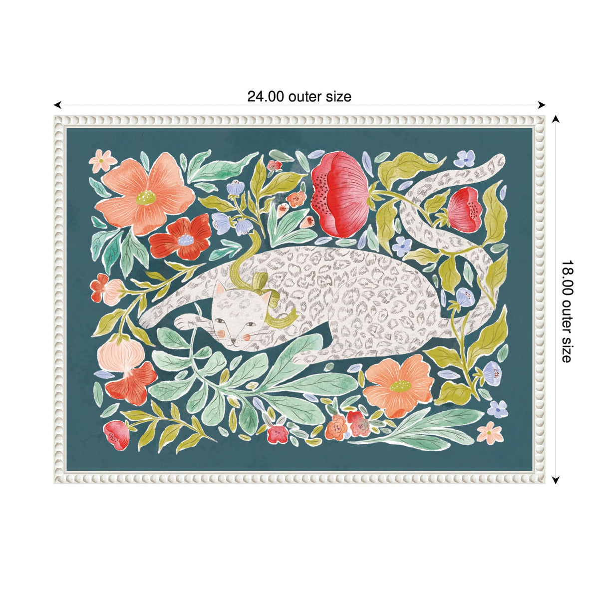 JL Floral Cat by Jill Labieniec Framed Canvas Wall Art Print