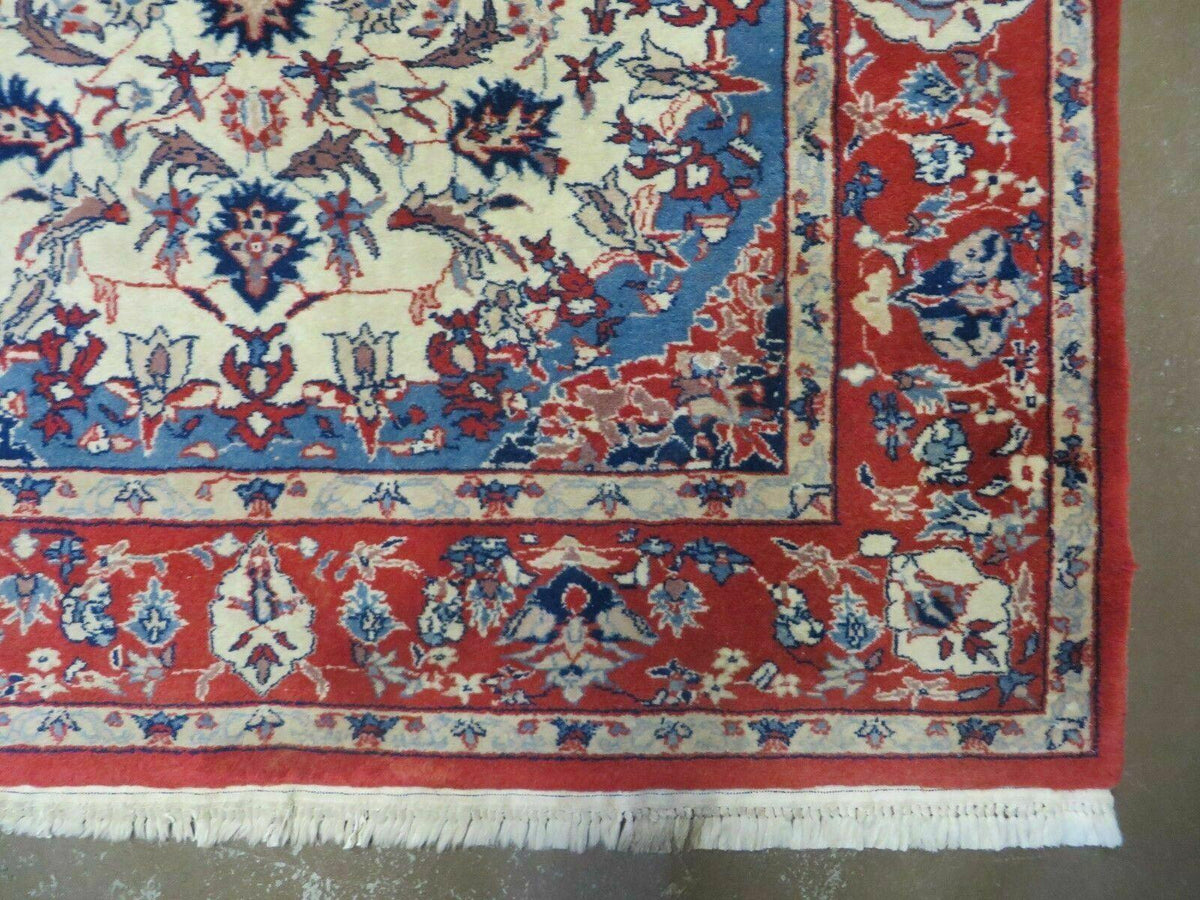 3' X 5' Vintage Handmade Authentic Oriental Floral Medallion Fine Wool Rug Beige Red and Blue Top Quality Veg Dyes - Jewel Rugs, view 9