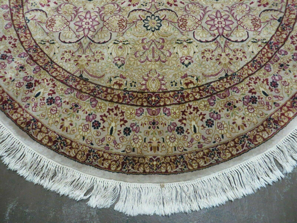 6' Handmade Fine Indian Wool Rug Carpet Round Silk Accent Beauty - Jewel Rugs, view 8