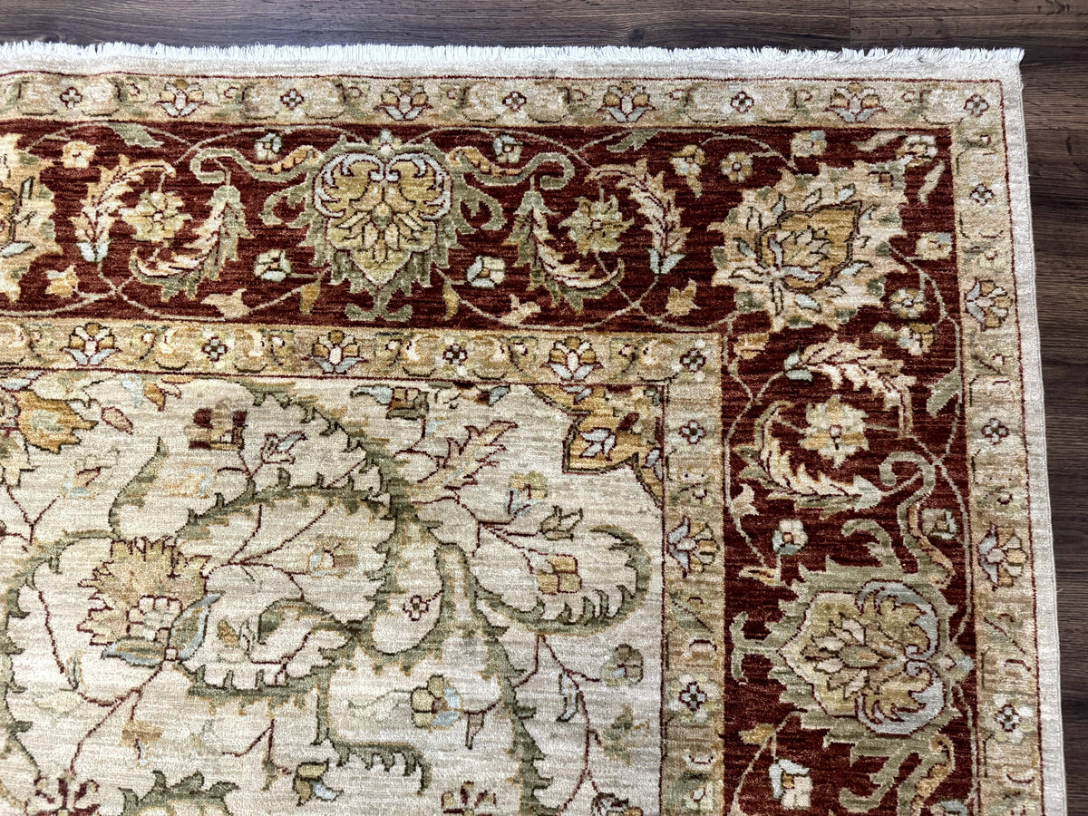 Pakistani Rug 9x12, Floral Allover Peshawar Carpet, Chobi, Beige and Rust Red, Traditional - Jewel Rugs, view 8