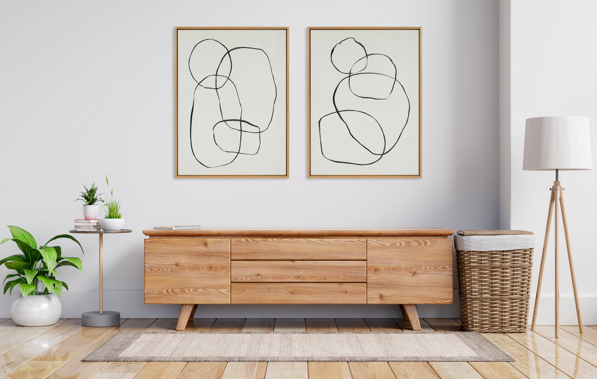 Sylvie Going in Circles Framed Textured Canvas Set by Teju Reval