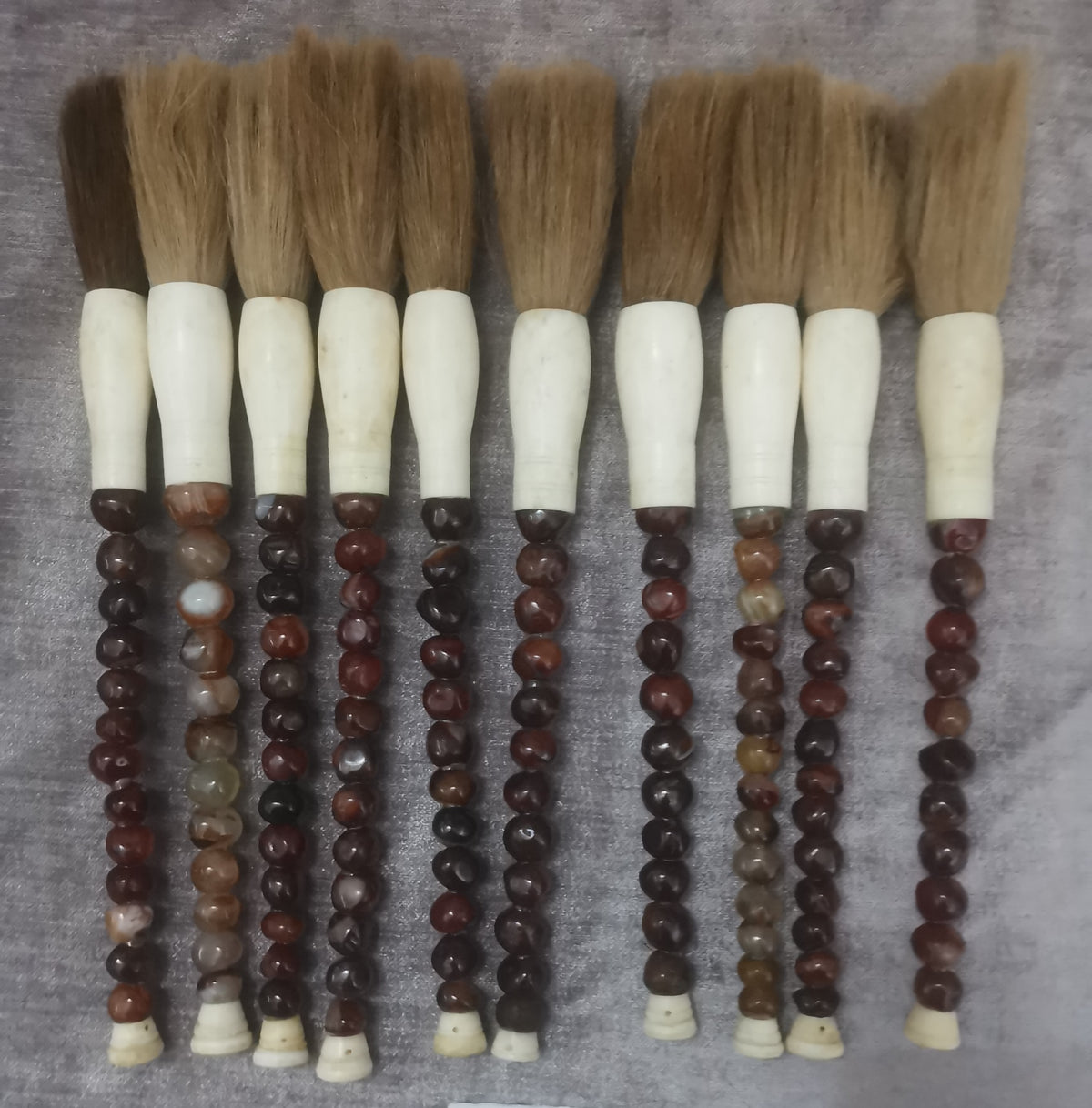 Approx. 10" Long Live Edge Agate Calligraphy Brush Natural Garnet