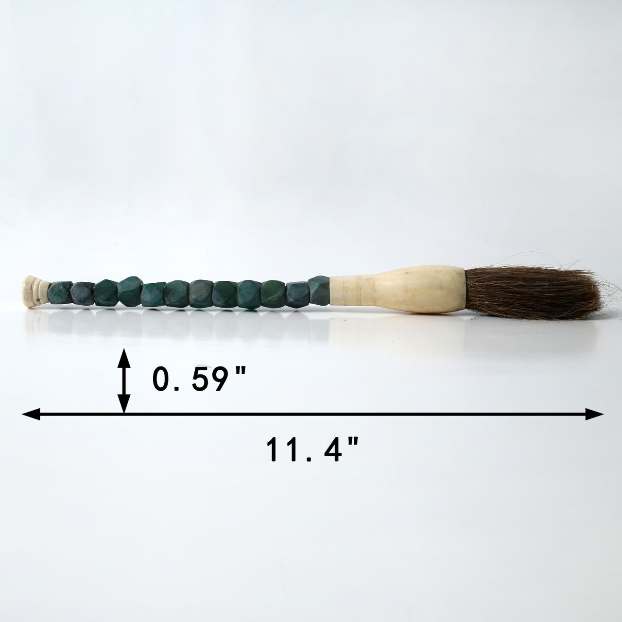 Approx. 11" Long Live-Edge Jade Calligraphy Brush Lake Green image