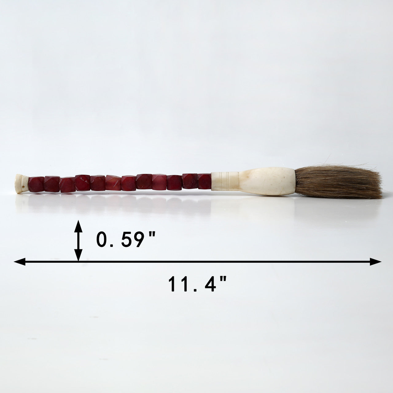 Approx. 11" Long Live-Edge Jade Calligraphy Brush Natural Garnet image