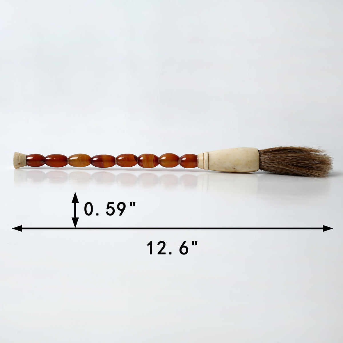 Approx. 13" Long Oval Shaped Agate Calligraphy Brush Natural Garnet