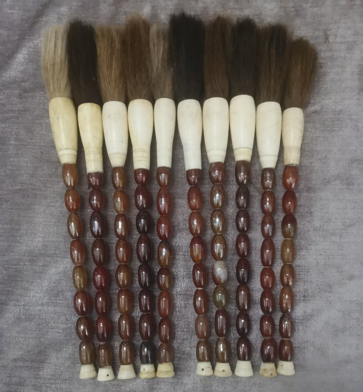 Approx. 13" Long Oval Shaped Agate Calligraphy Brush Natural Garnet