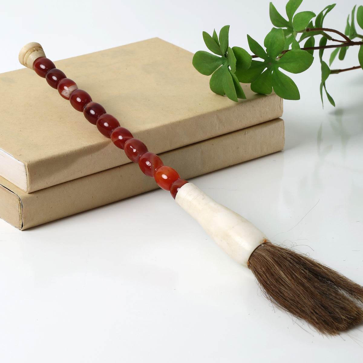 Approx. 13" Long Agate Calligraphy Brush Natural Garnet