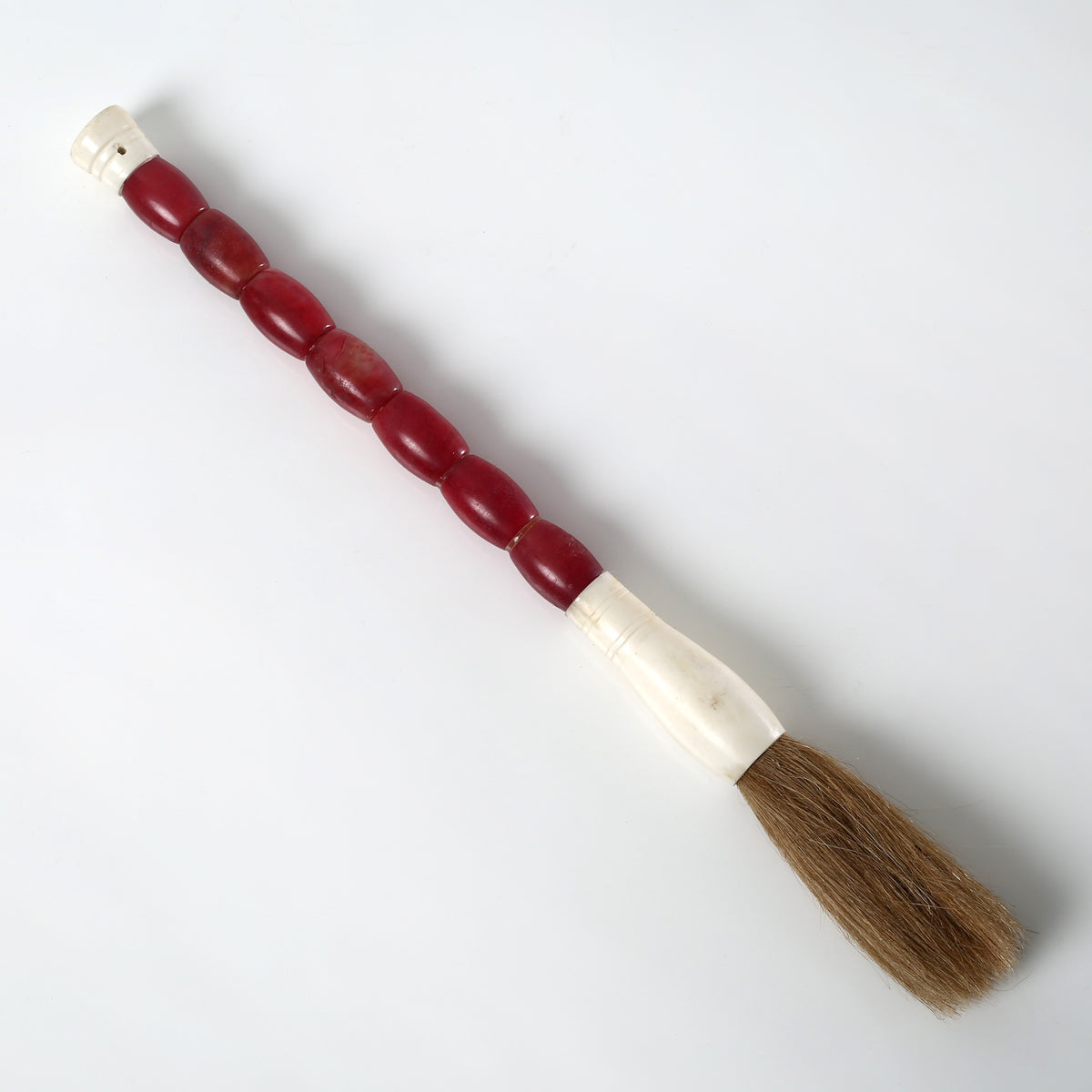 Approx. 13" Long Drum Shaped Marble Calligraphy Brush Natural Garnet