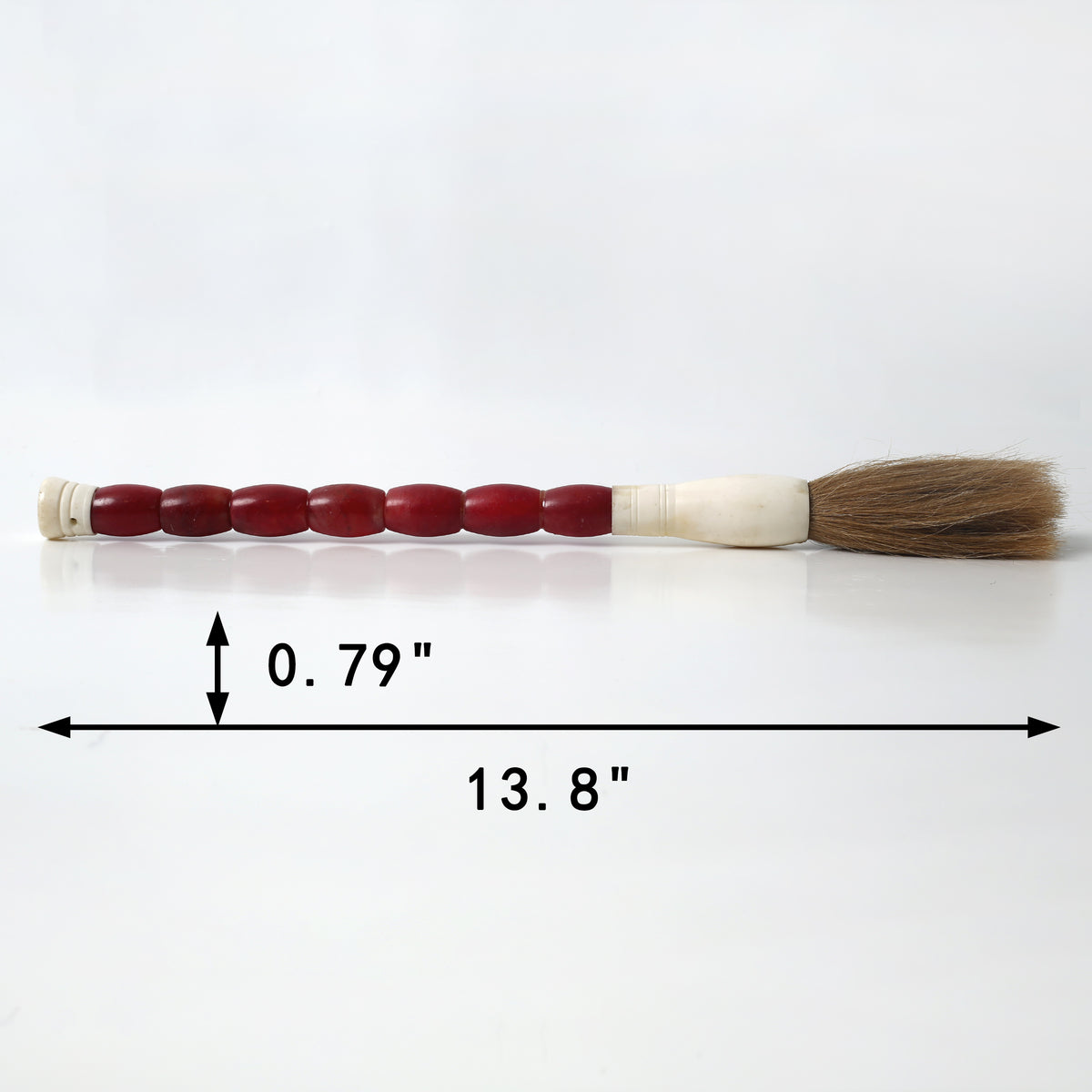 Approx. 13" Long Drum Shaped Marble Calligraphy Brush Natural Garnet