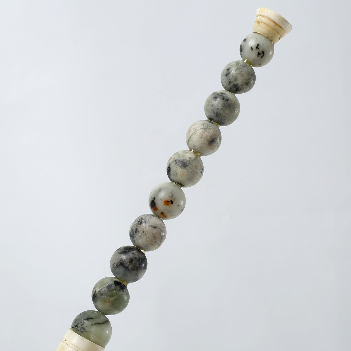 12" Jade Beads Calligraphy Brush Neutral Green