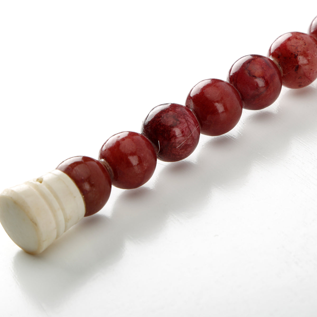 13" Calligraphy Brush Small Red Marble Beads