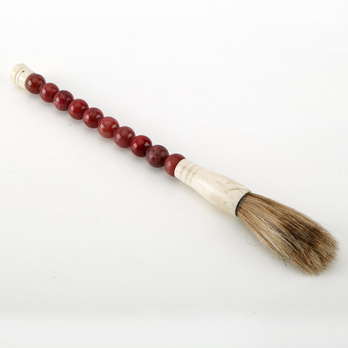 13" Calligraphy Brush Small Red Marble Beads