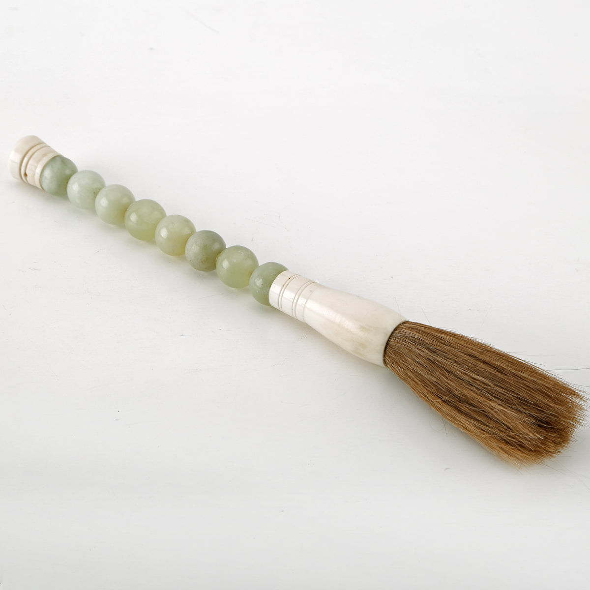 13" Calligraphy Brush with Small Light Green Jade Ball