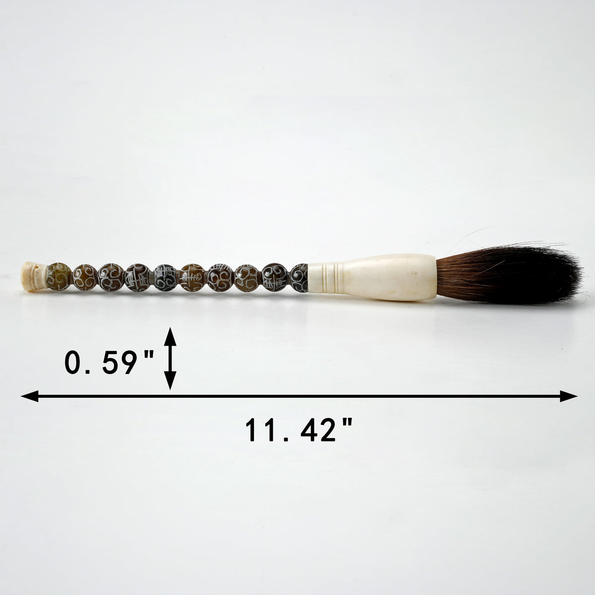 Approx.11" carved brwonish marble beads calligraphy brush