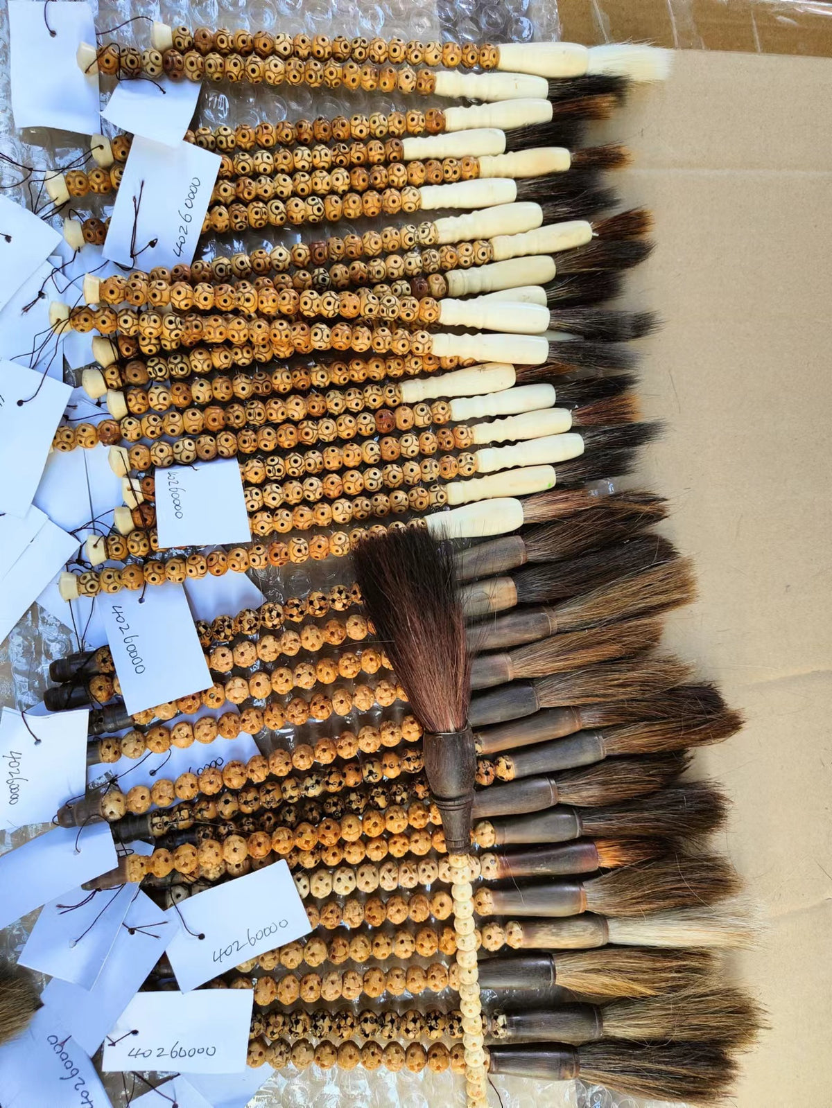Approx.9" carved bone beads calligraphy brush