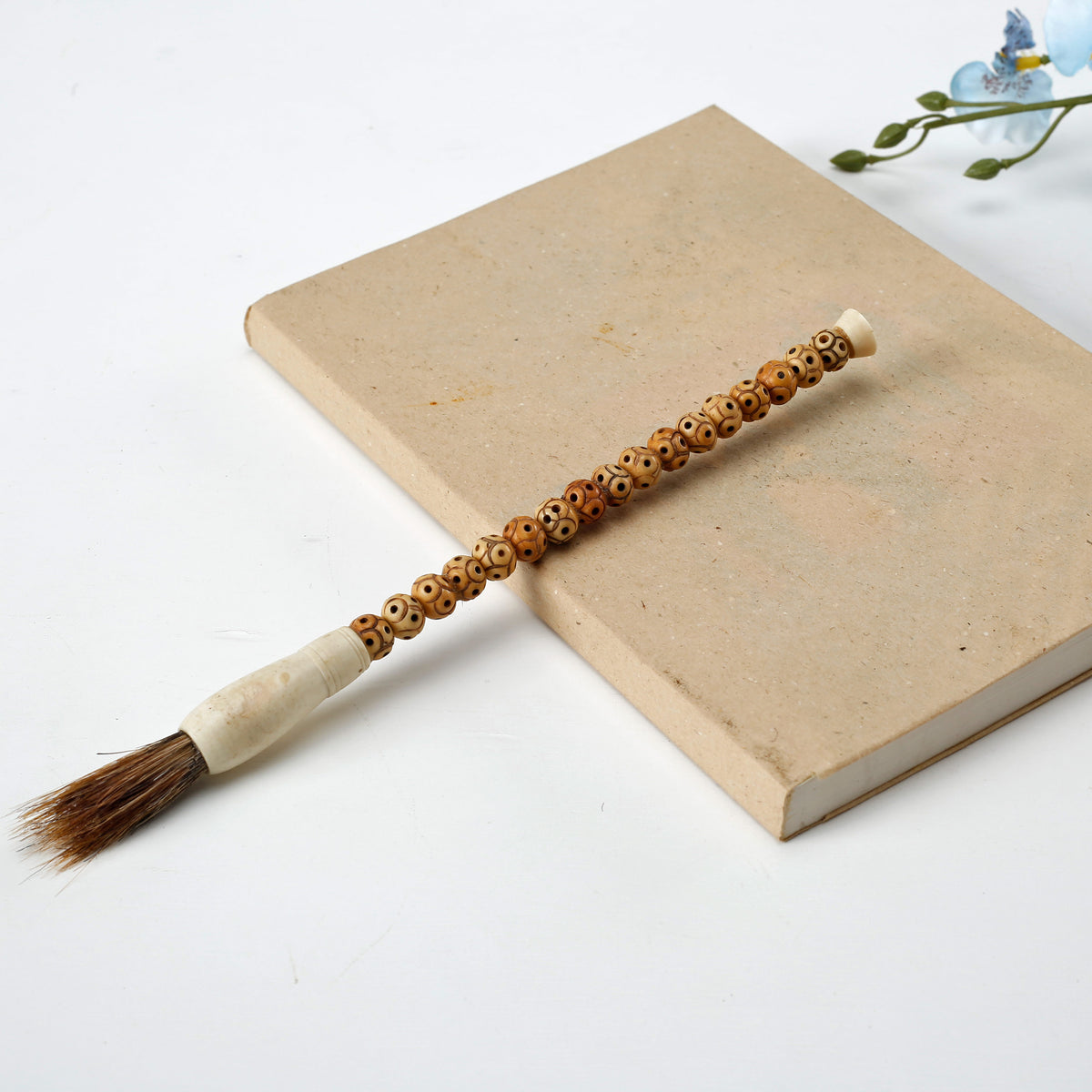 Approx.9" carved bone beads calligraphy brush