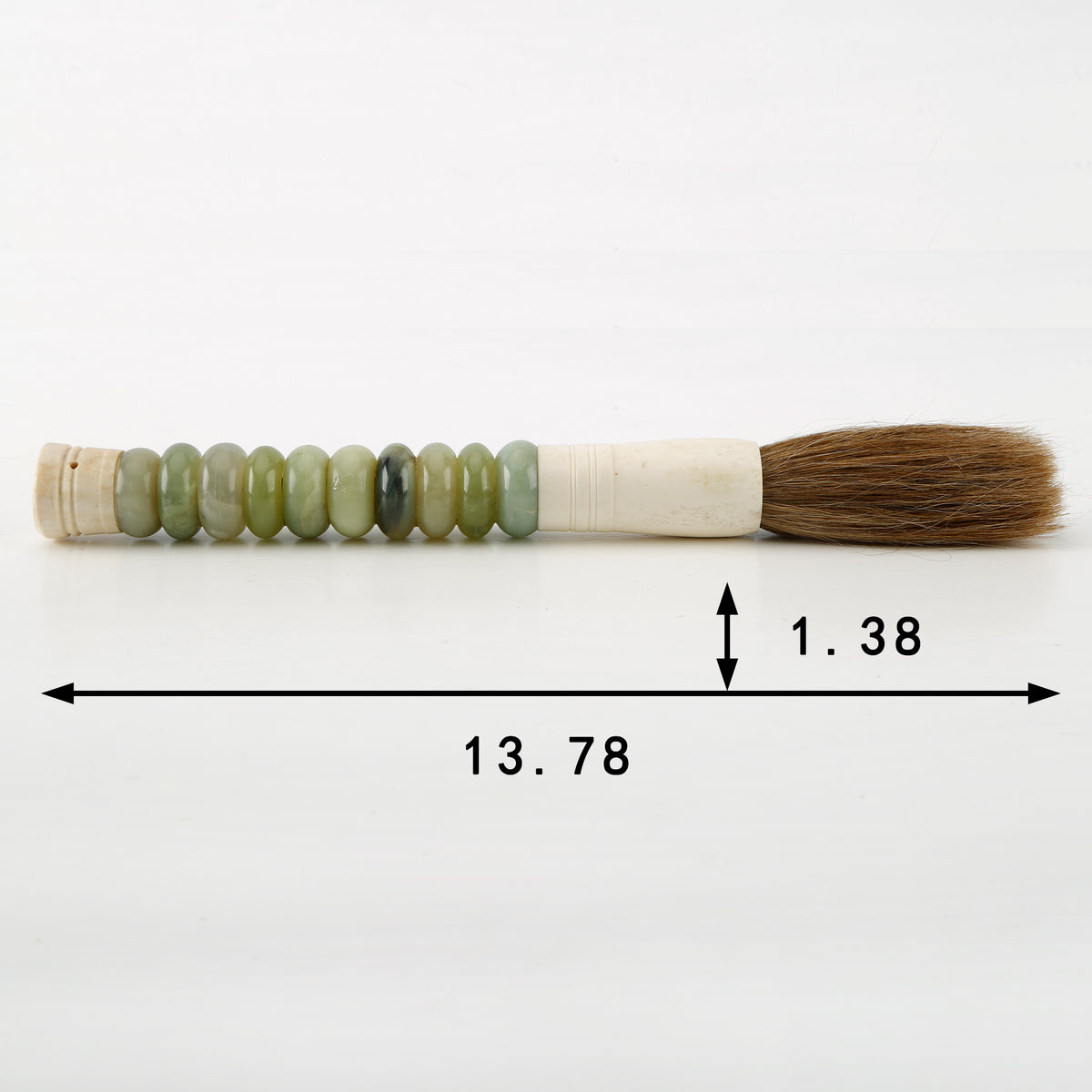 13" Calligraphy Brush Neutral Light Green Jade Ring