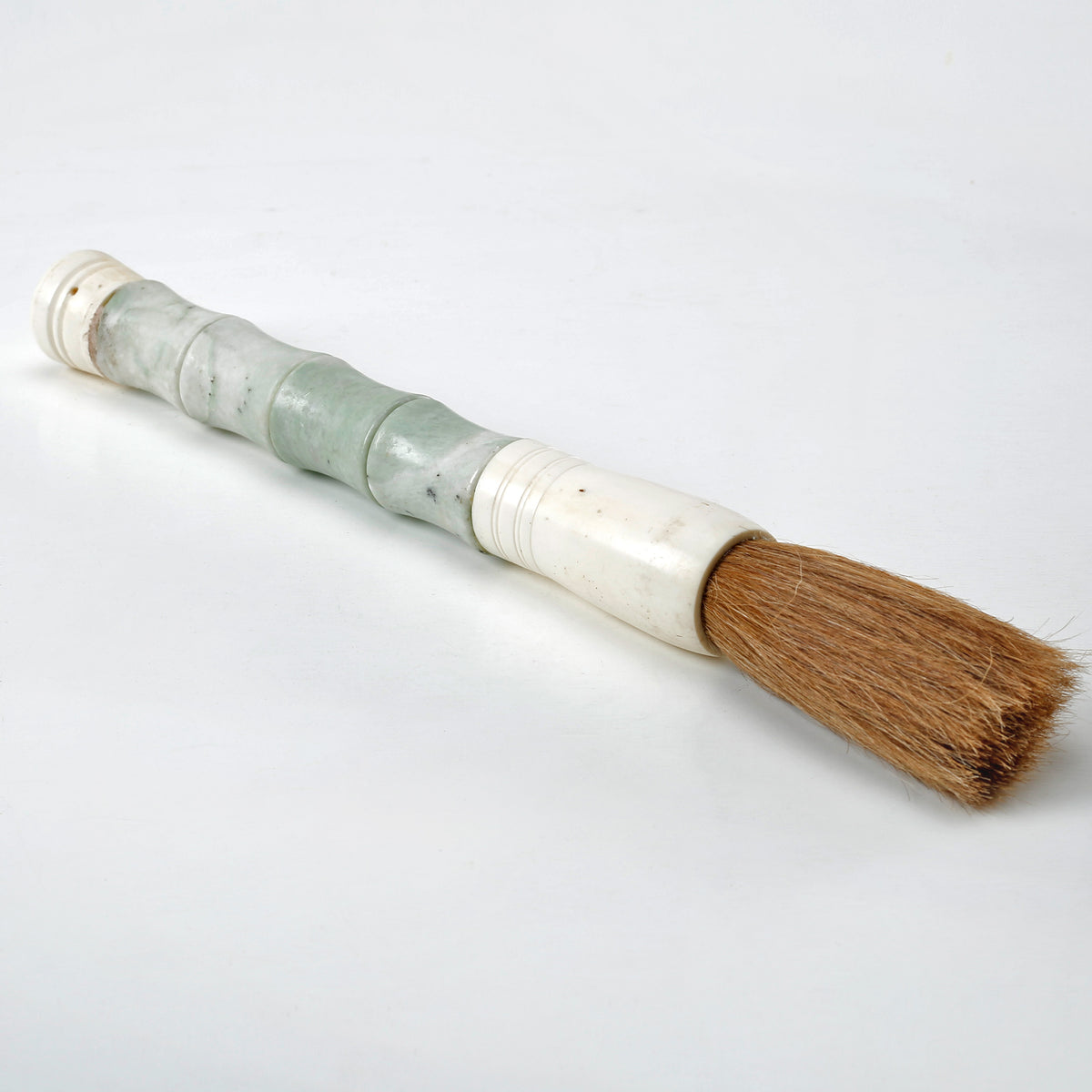 14" white jade bamboo shaped calligraphy brush large